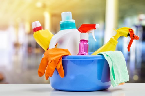 Professional commercial cleaning in a modern office lobby