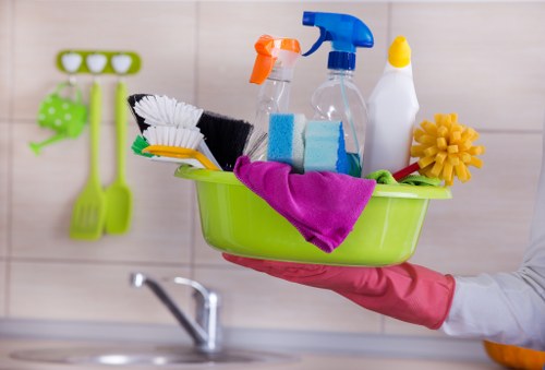 Professional office cleaning in a modern reception area